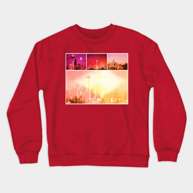 Shades of Red Space Needle Collage Crewneck Sweatshirt by Christine aka stine1